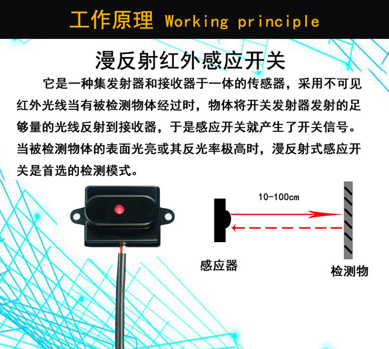 終端機魔鏡燈箱智能家居人體主動式紅外感應開關(guān)5V-12V-24V感應器